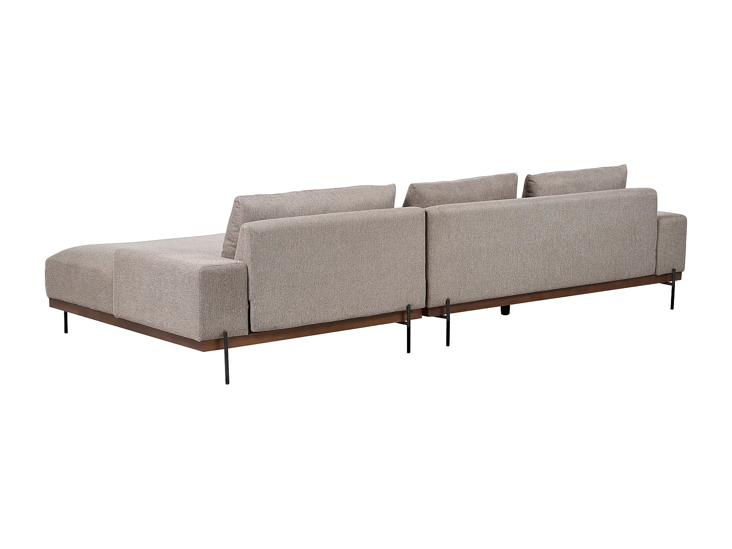 Canapé d'Angle droite Style Minimaliste 3 Places en Tissu Marron Clair et Pieds Métal Mariferd