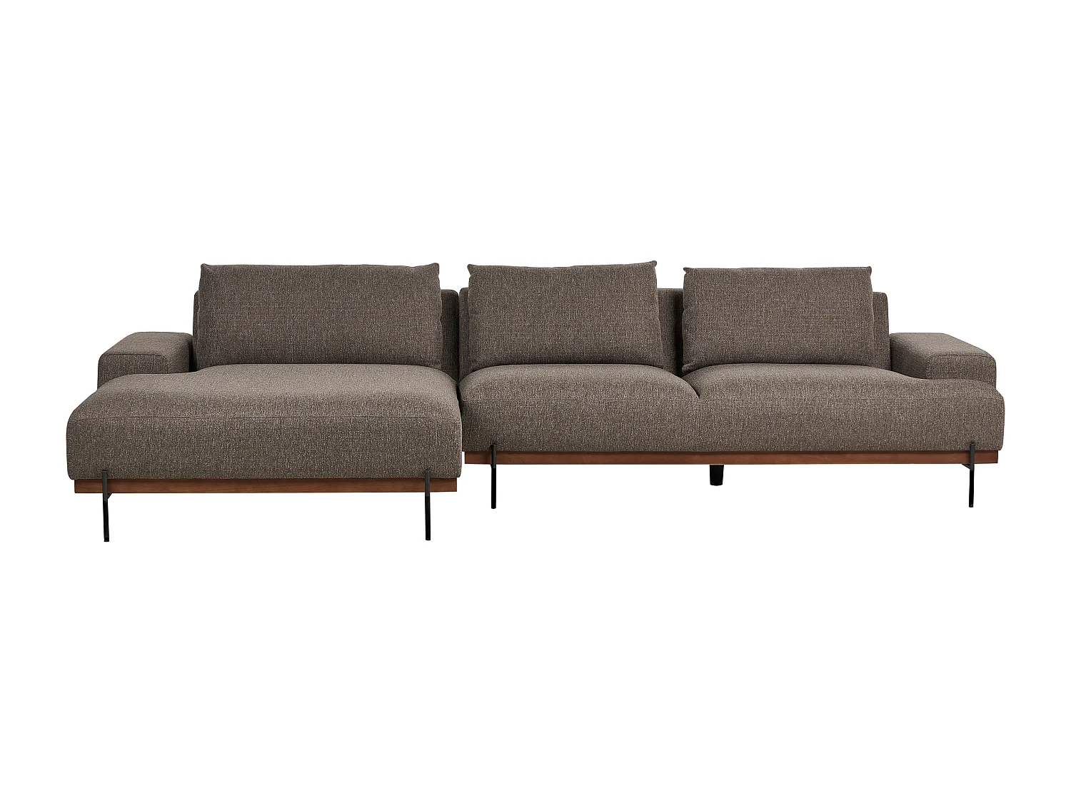 Canapé d'Angle à gauche Style Minimaliste 3 Places en Tissu Marron et Pieds Métal Mariferd