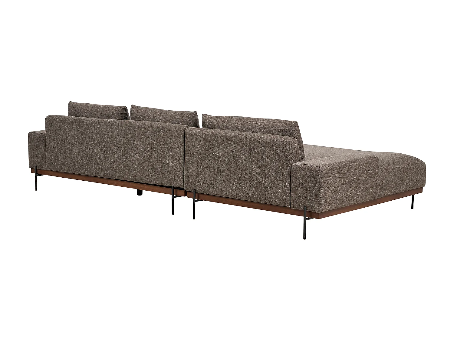 Canapé d'Angle à Droite Style Minimaliste 3 Places en Tissu Marron et Pieds Métal Mariferd