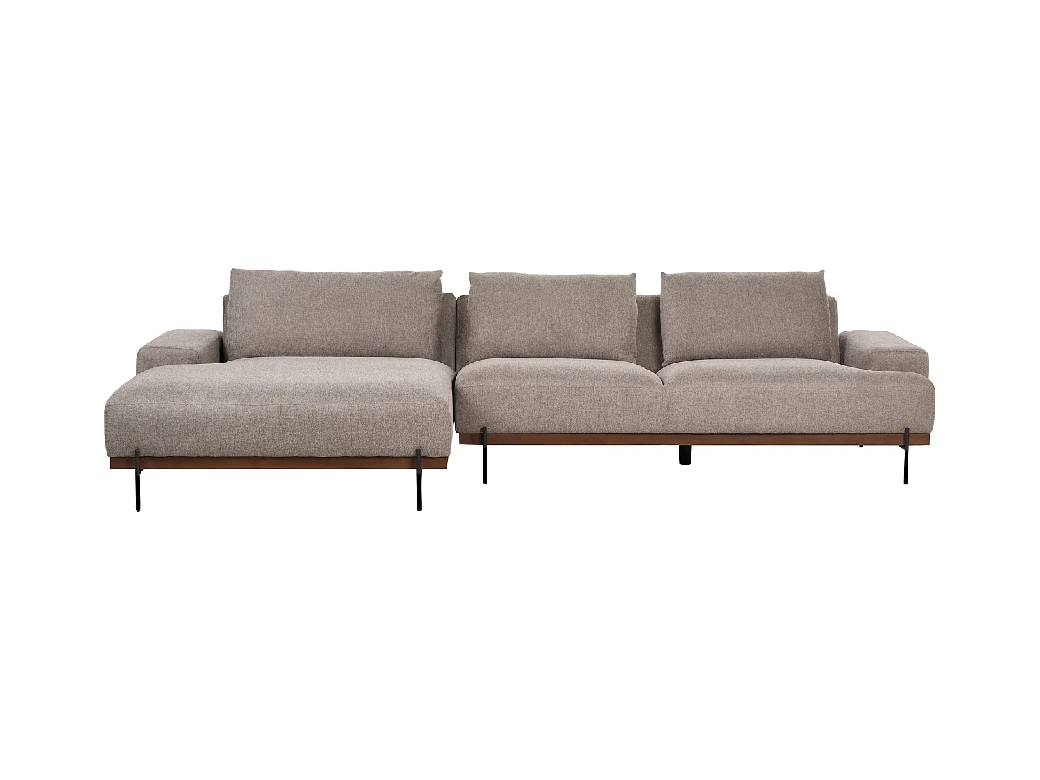 Canapé d'Angle à gauche Style Minimaliste 3 Places en Tissu Marron Clair et Pieds Métal Mariferd