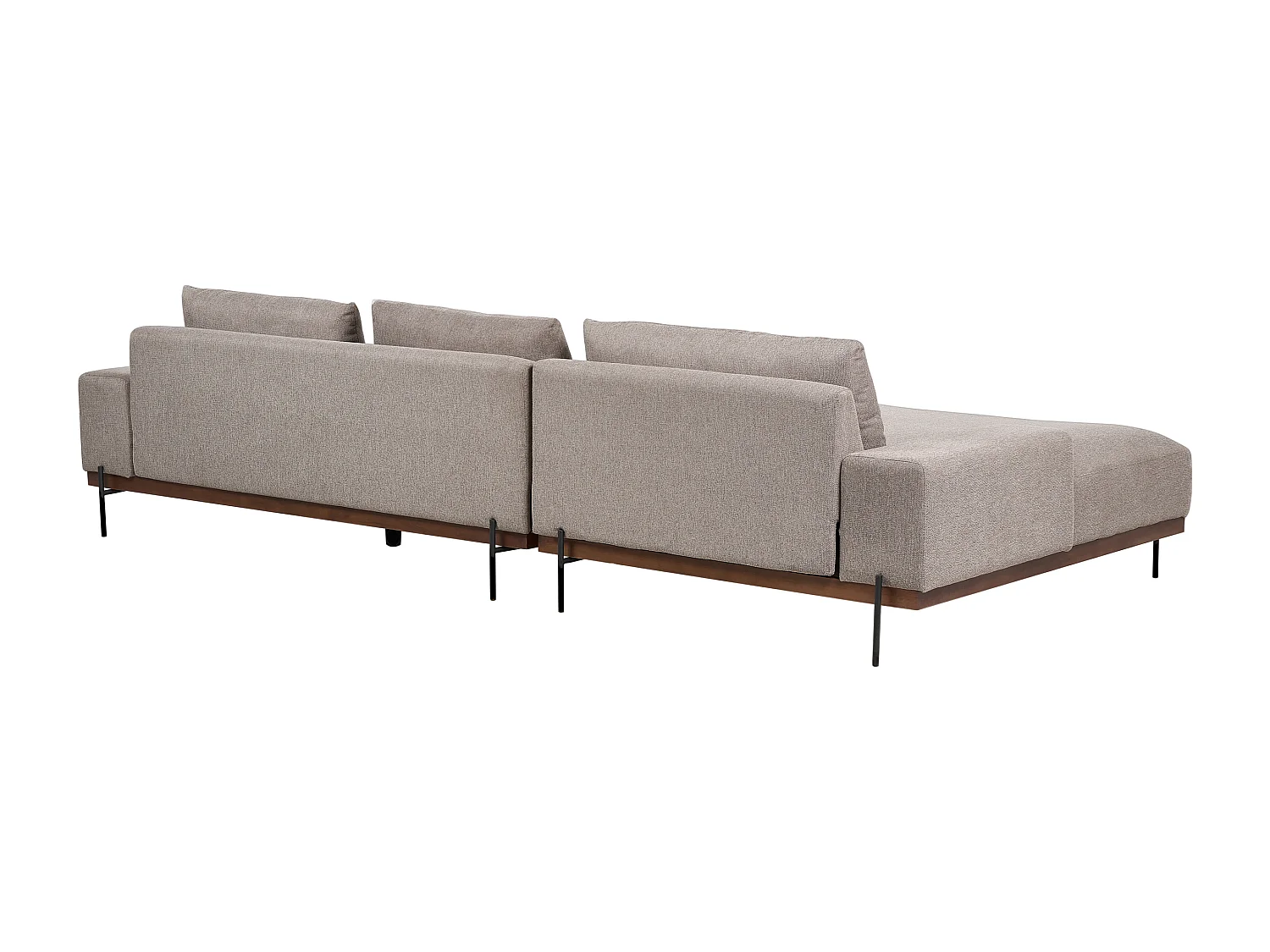 3-Sitzer Ecksofa L-förmig braun mit Chaiselongue rechts mehrere Kissen Mariferd