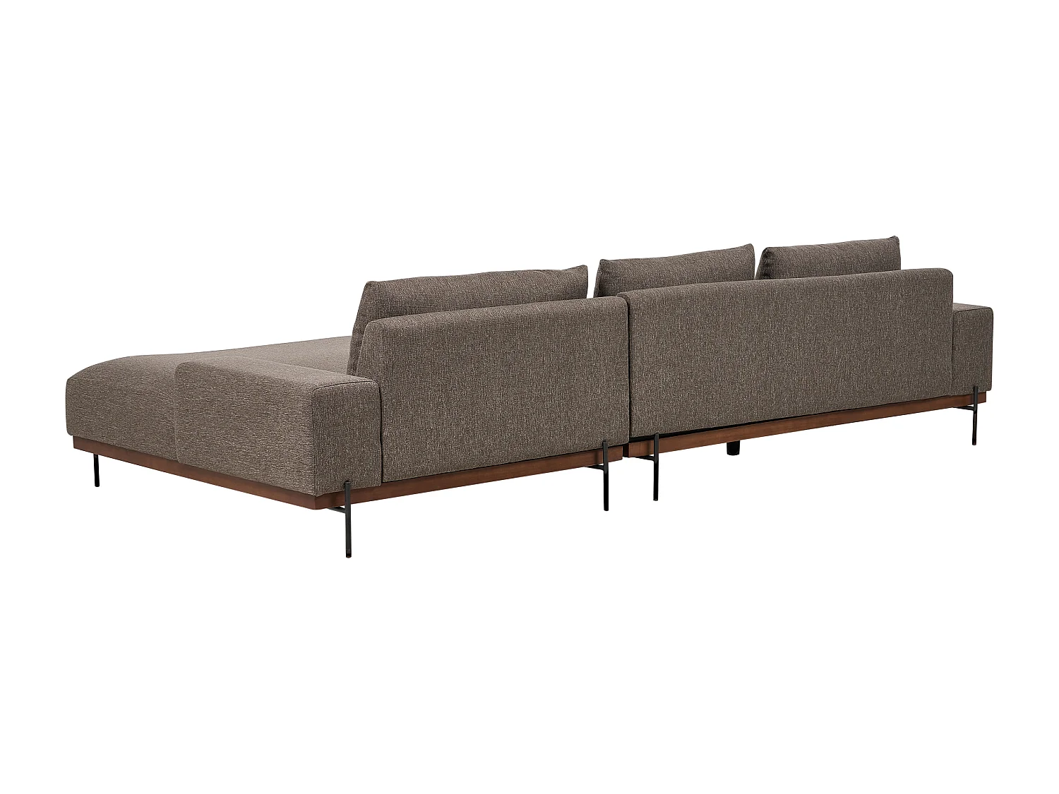 Canapé d'Angle droite Style Minimaliste 3 Places en Tissu Marron et Pieds Métal Mariferd