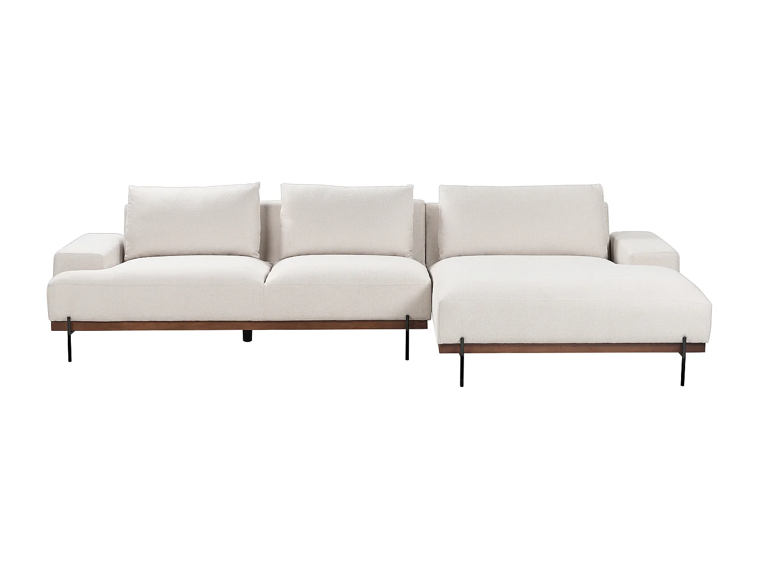 Canapé d'angle MARIFERD Tissu Beige clair 3 places Côté gauche
