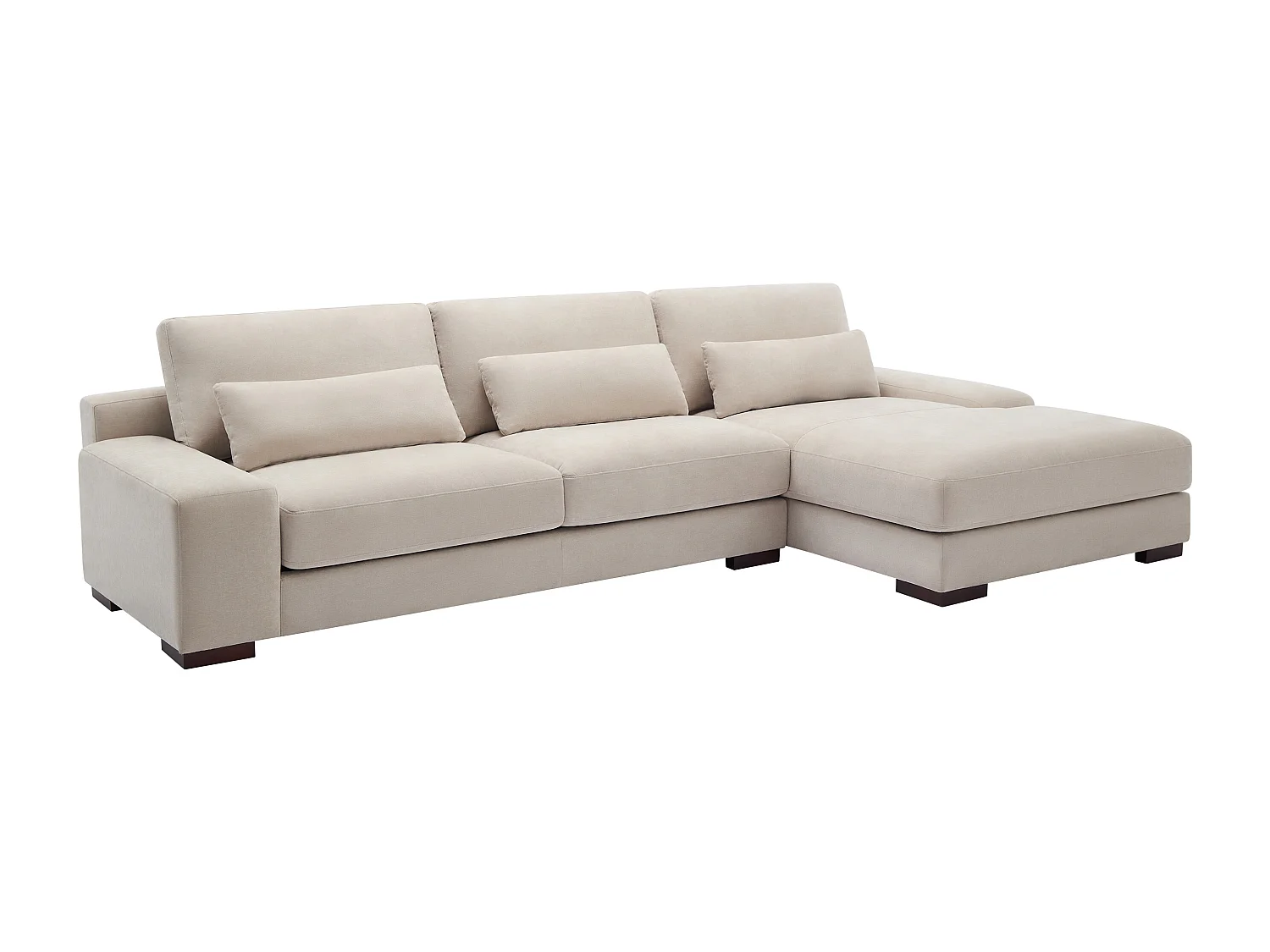 Kanapa narożna prawostronna z beżową tapicerką - STRALAO