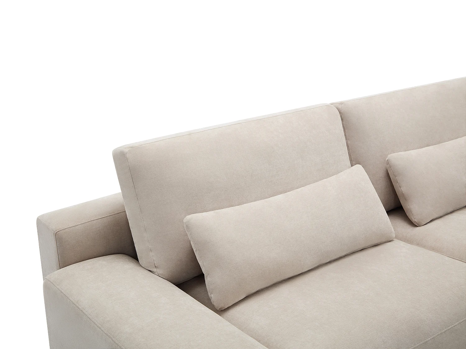 Kanapa narożna prawostronna z beżową tapicerką - STRALAO