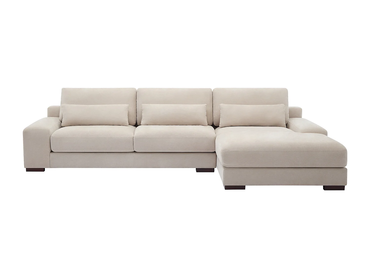 Kanapa narożna prawostronna z beżową tapicerką - STRALAO