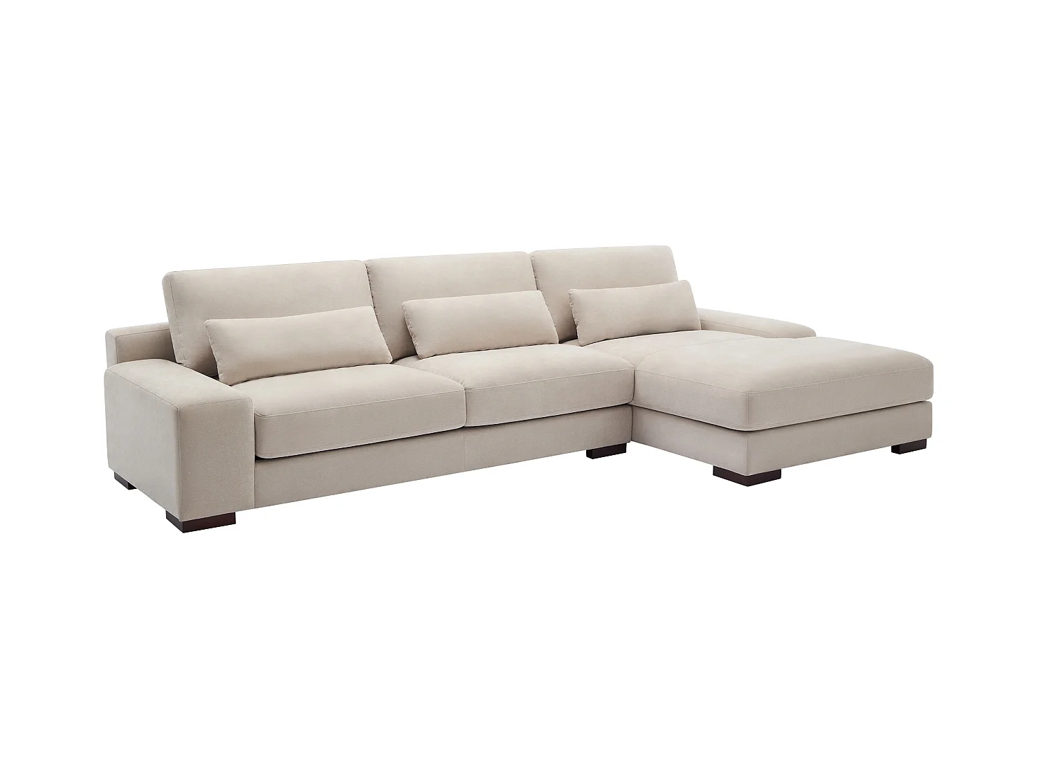 Canapé d'angle droit en tissu beige STRALAO