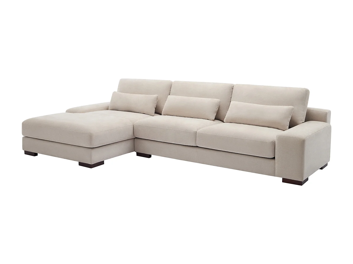 Hoekbank met hoek links van beige stof STRALAO