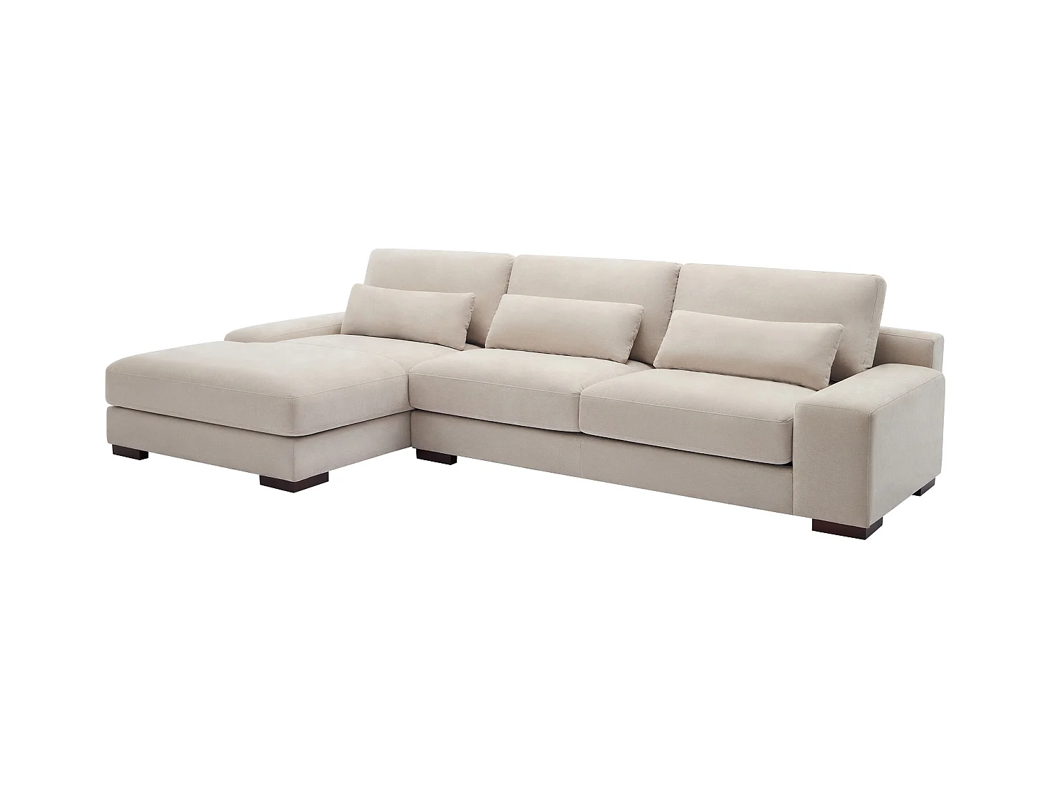 Canapé d'angle gauche en tissu beige STRALAO