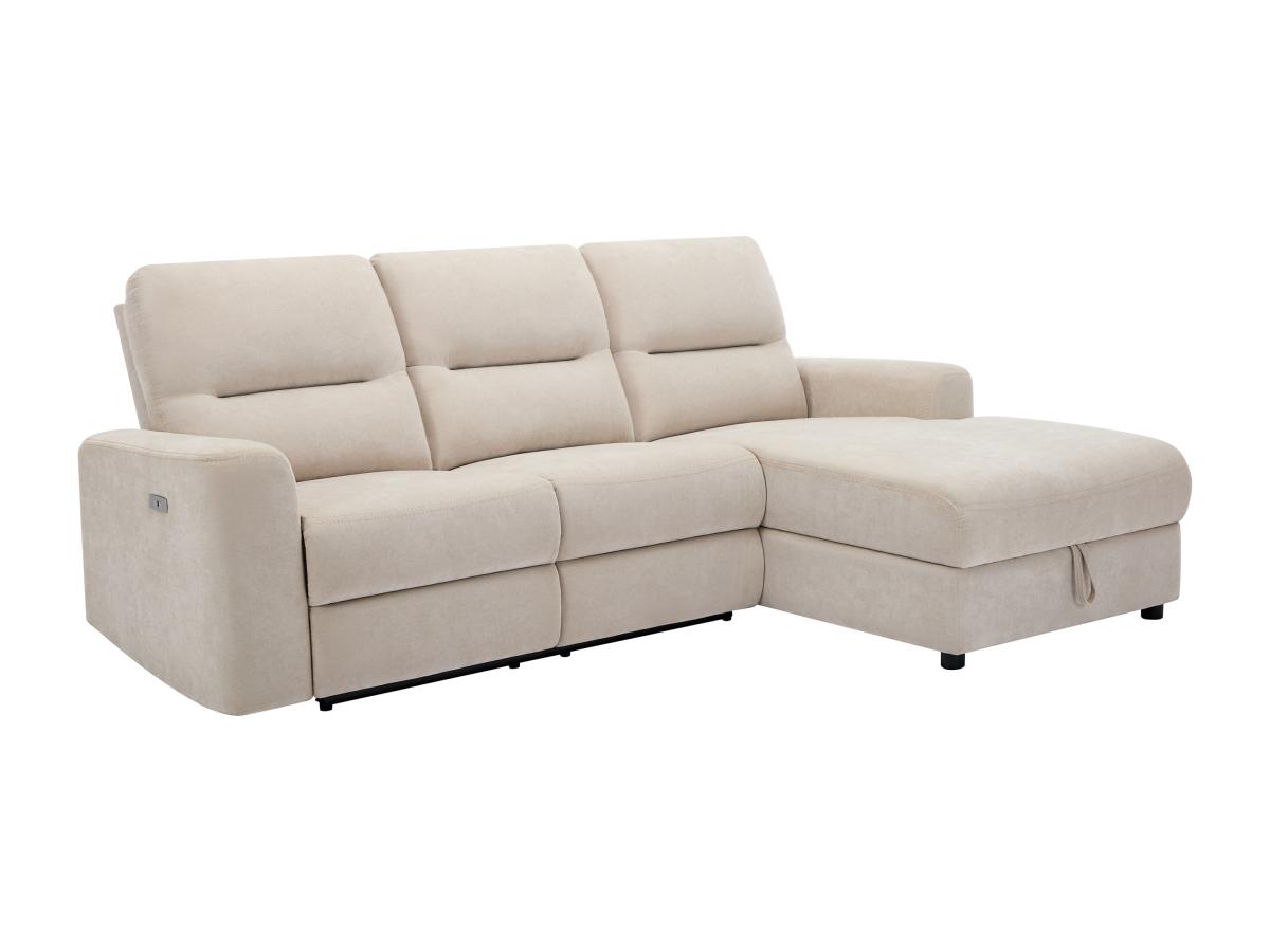 Eckrelaxsofa elektrisch mit Stauraum - Ecke rechts - Stoff - Beige - BURIOC günstig online kaufen