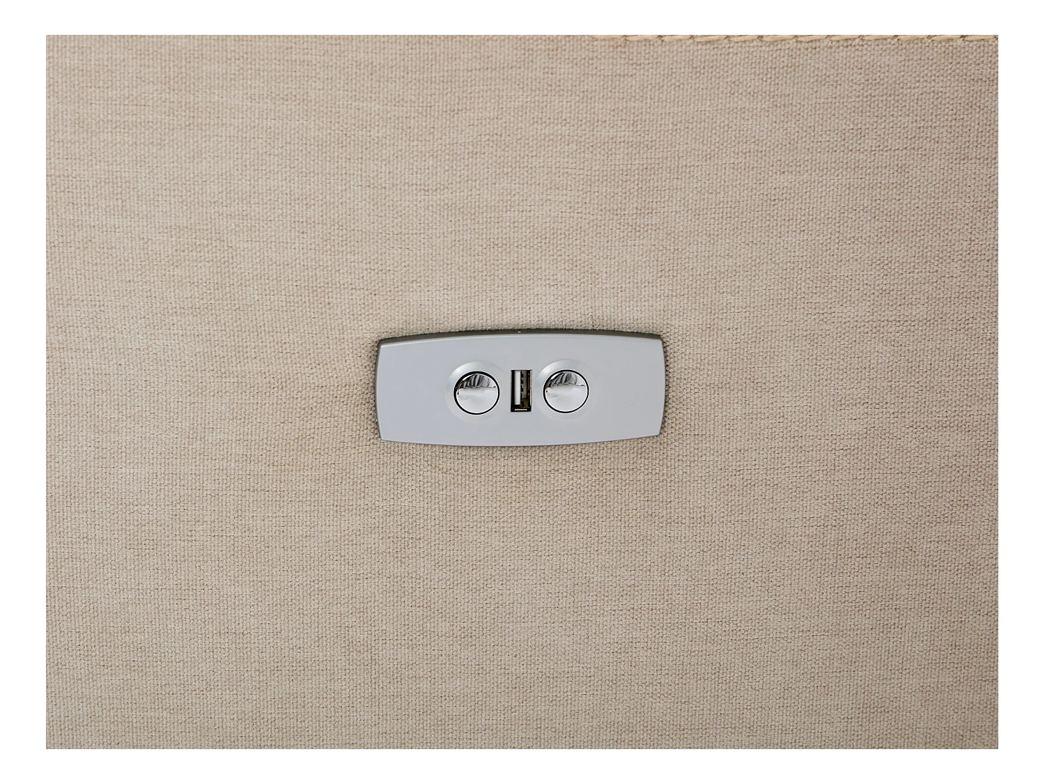 Elektrische relaxhoekbank met hoek rechts met opbergruimte van beige stof BURIOCA