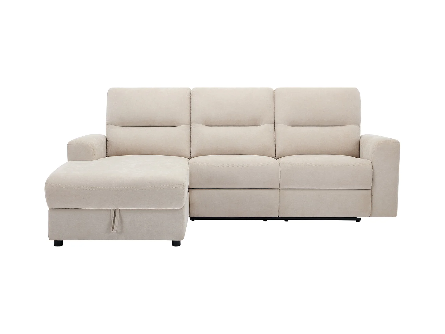 Eckrelaxsofa elektrisch mit Stauraum - Ecke links - Stoff - Beige - BURIOCA