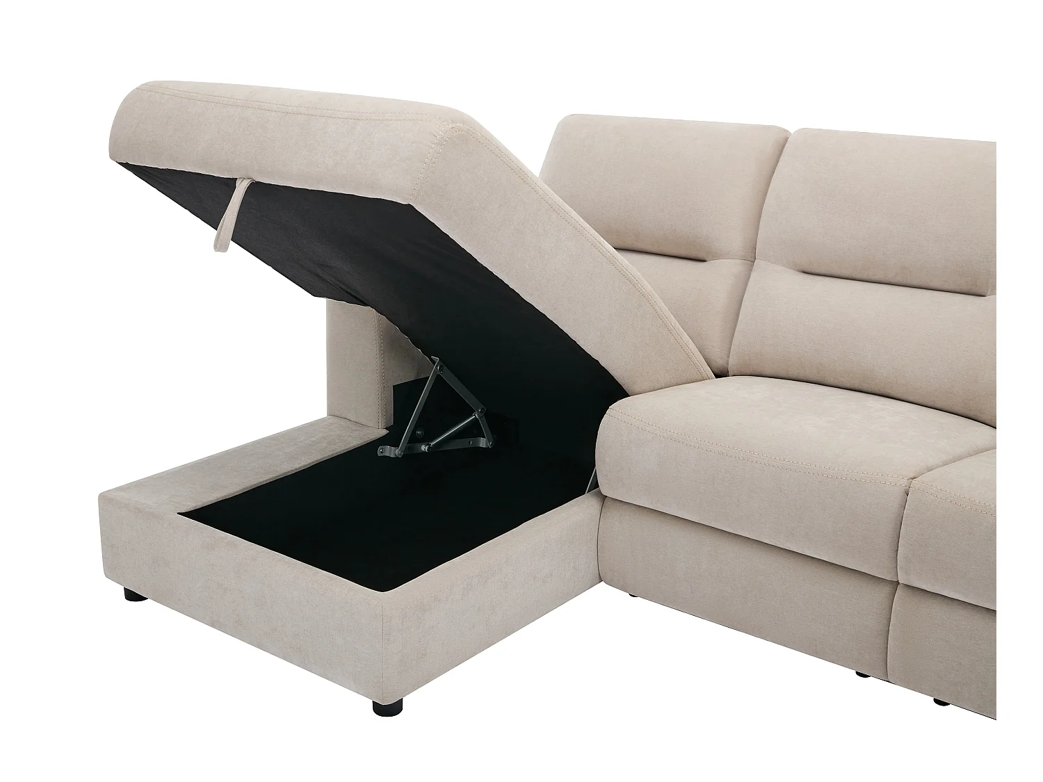 Eckrelaxsofa elektrisch mit Stauraum - Ecke links - Stoff - Beige - BURIOCA