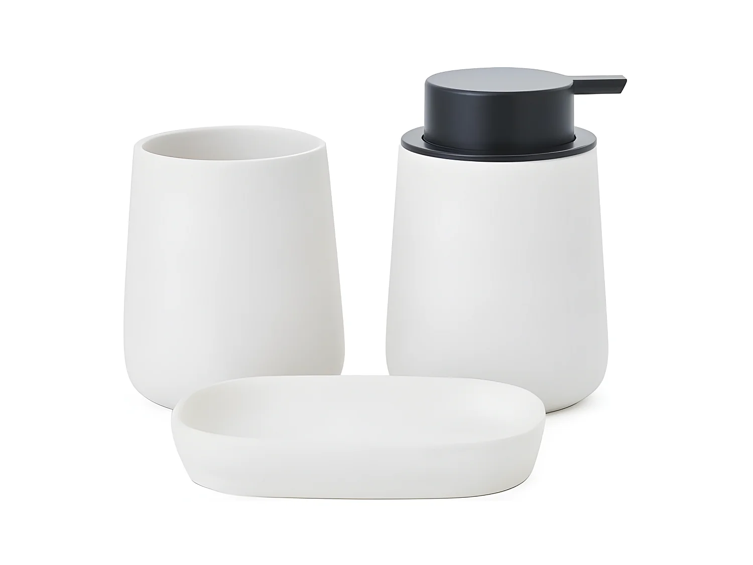 Lot de 3 accessoires de salle de bain en céramique MAONIE Blanc mat MSV