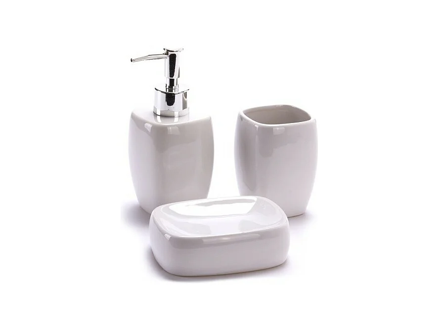 Ensemble 3 accessoires de salle de bain Céramique CLASSIC Blanc MSV