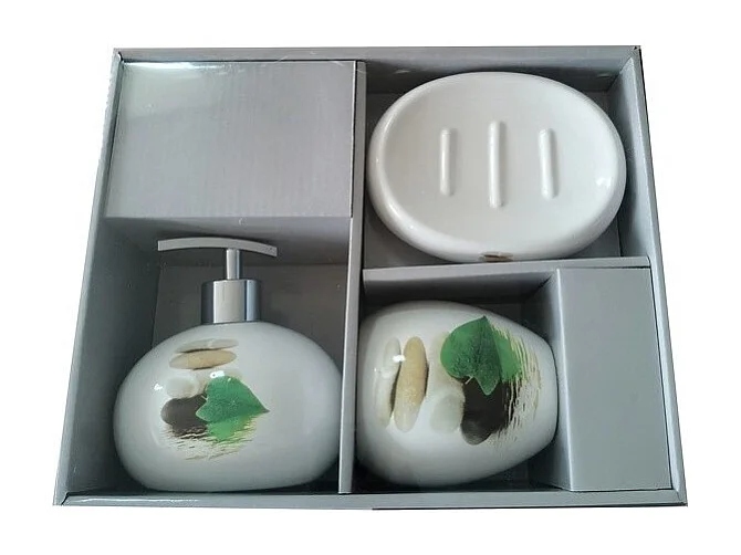 Ensemble 3 accessoires de salle de bain Céramique JAVA LINGGA  Blanc MSV