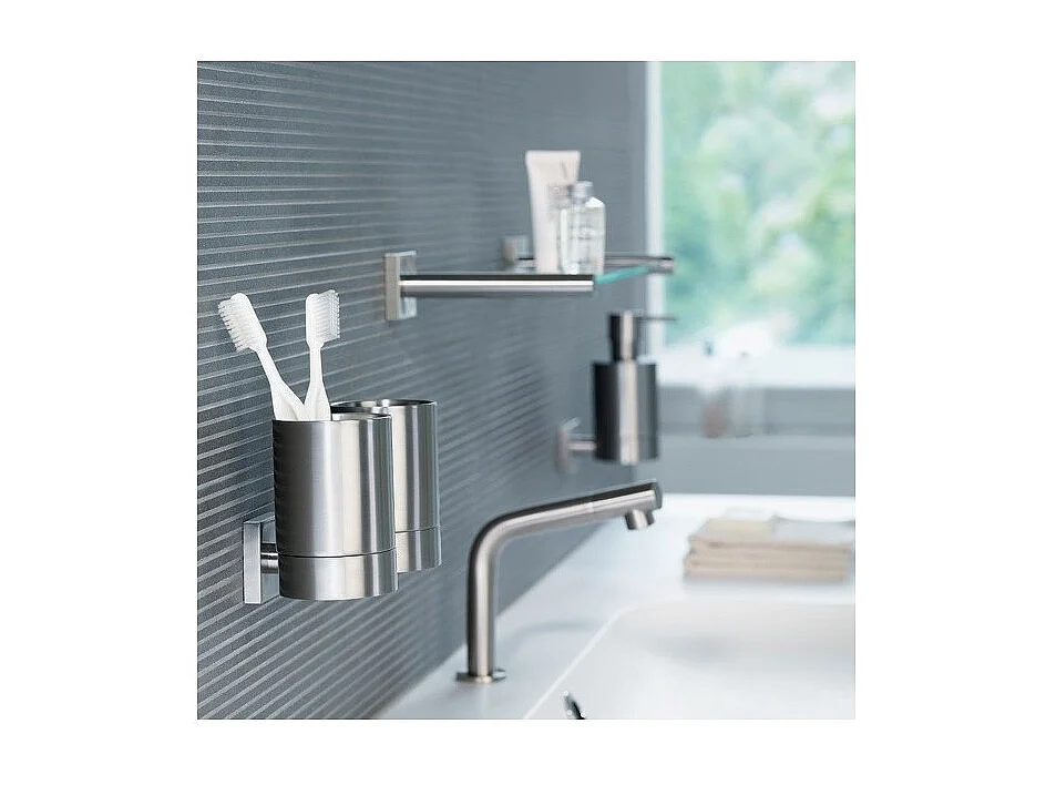 Distributeur de savon à  fixer Acier inoxydable chromé NYO Gris Spirella