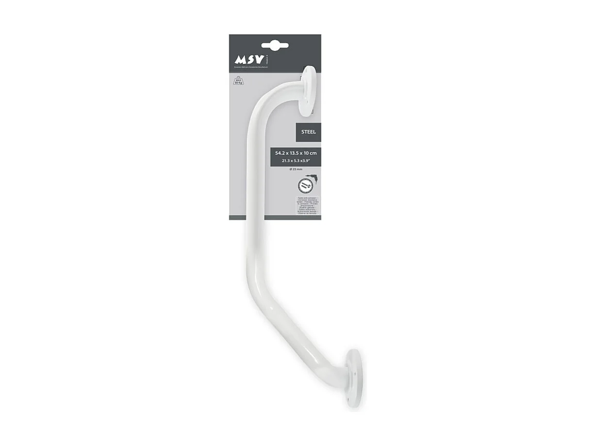 Barre de redressement ou d'appui coudée Acier 54x13,5x10cm Blanc MSV