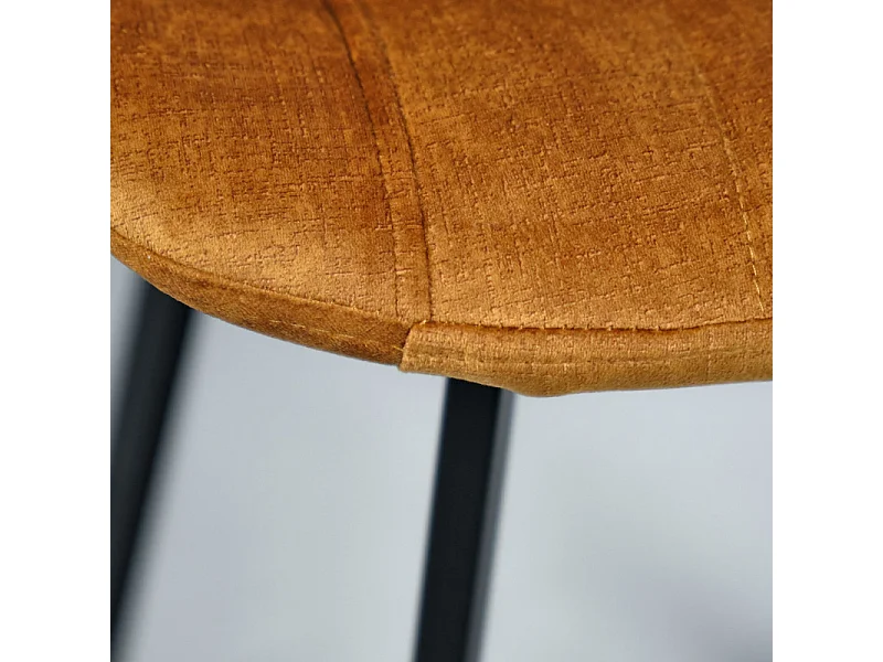 Lot 2 chaises de bar capitonnées velours jaune et pieds métal - NANY