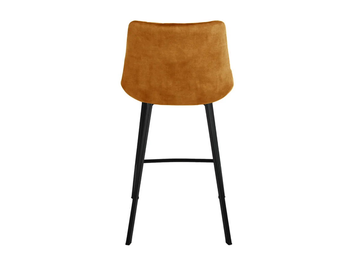 Lot 2 chaises de bar capitonnées velours jaune et pieds métal - NANY