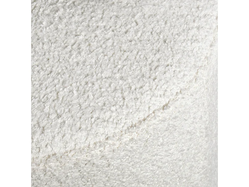 Pouf / Repose pieds rond en tissu bouclette blanc D. 33 cm - ELLIE