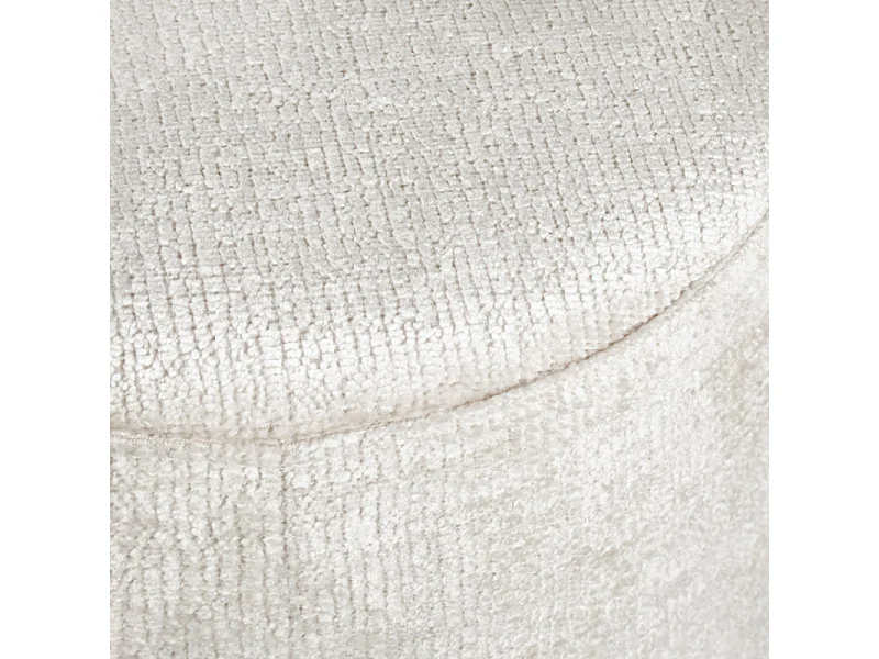 Pouf / Repose pieds rond en tissu côtelé écru D. 33 cm - ELLIE