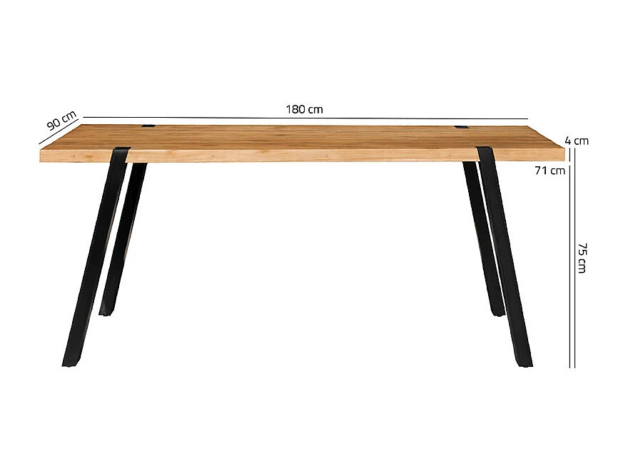 Table L. 180 cm en bois de teck recyclé et pieds en métal - EDWARDS