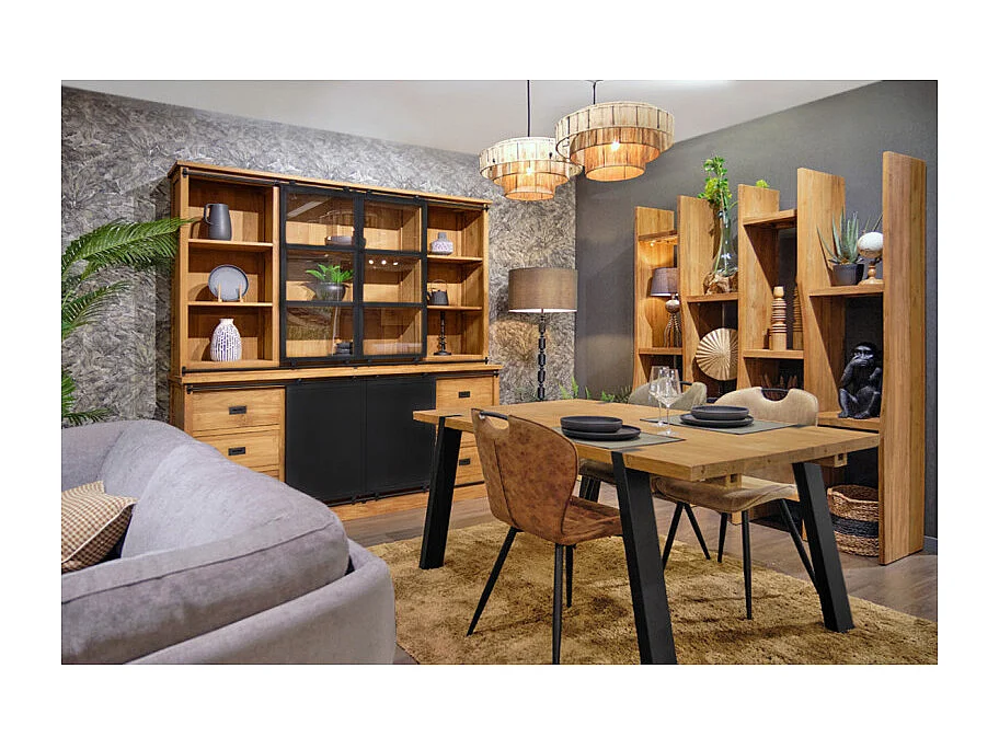 Table L. 180 cm en bois de teck recyclé et pieds en métal - EDWARDS