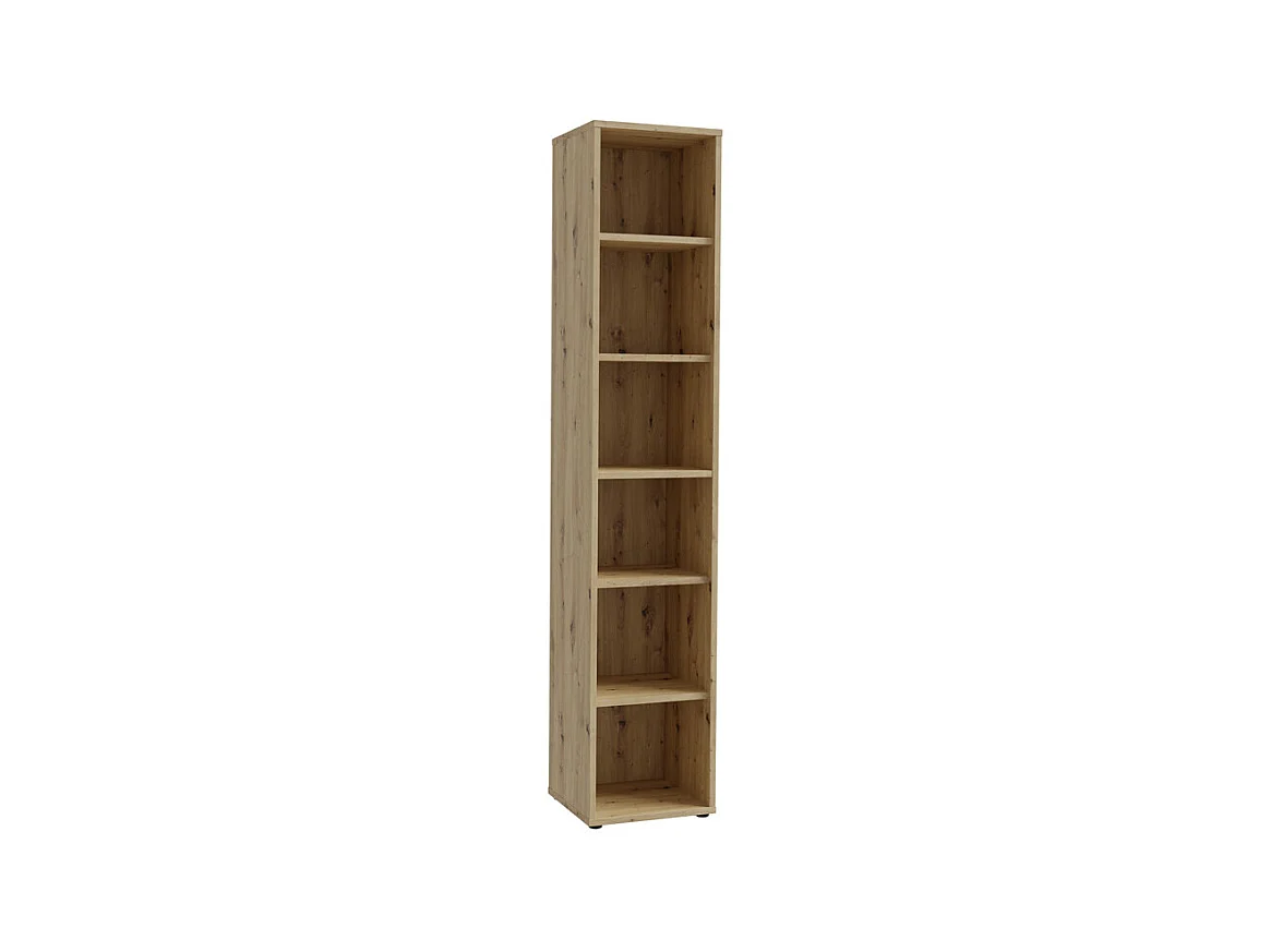 Colonne étagère H. 227 cm 6 cases décor chêne rustique - MANOLO