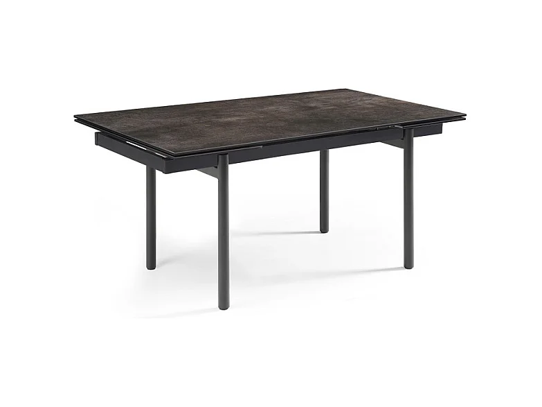 Table extensible 180/260 cm céramique gris vieilli pieds droits - MAINE 09