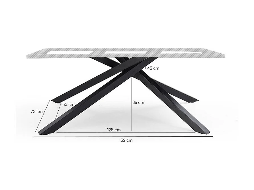 Table extensible 180/260 cm céramique marbré laqué pied torsadé - DAKOTA 05