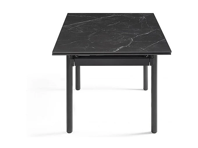 Table extensible 180/260 cm céramique noir marbré pieds droits - INDIANA 09