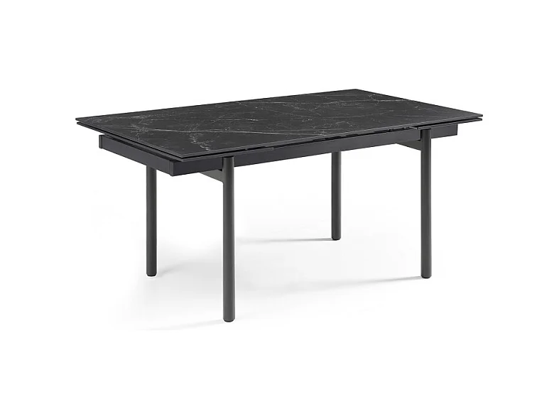 Table extensible 180/260 cm céramique noir marbré pieds droits - INDIANA 09