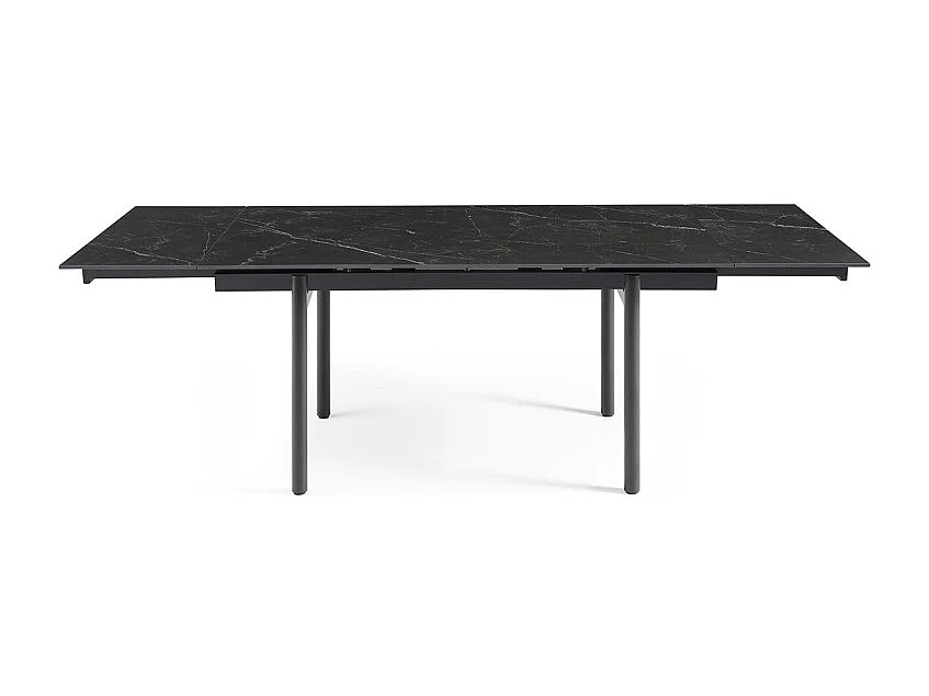 Table extensible 180/260 cm céramique noir marbré pieds droits - INDIANA 09