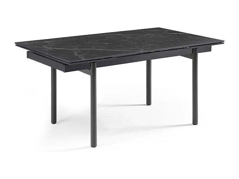 Table extensible 180/260 cm céramique noir marbré pieds droits - INDIANA 09
