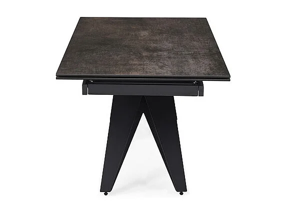 Table extensible 180/260 cm céramique gris vieilli pied géométrique - MAINE 03