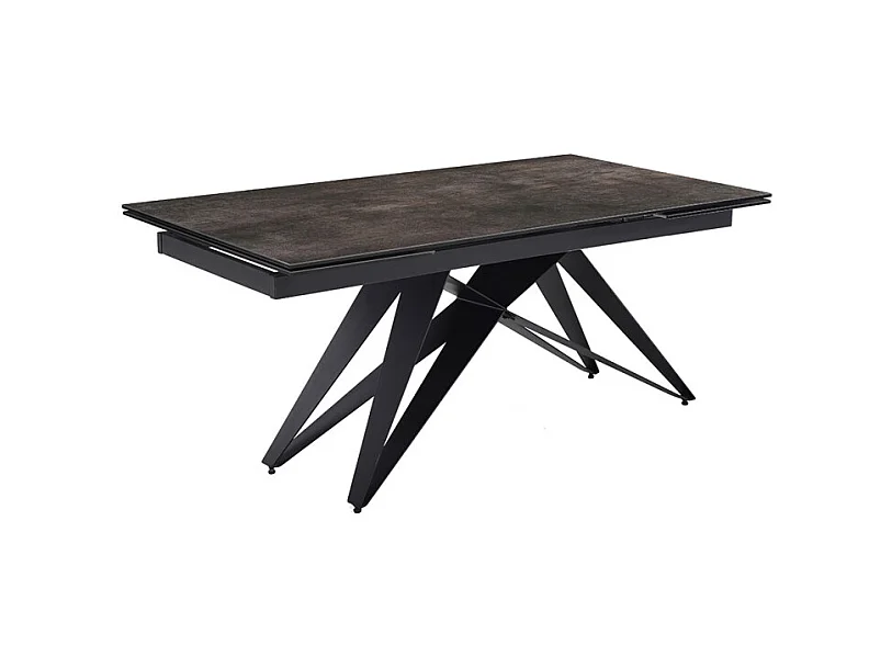 Table extensible 180/260 cm céramique gris vieilli pied géométrique - MAINE 03