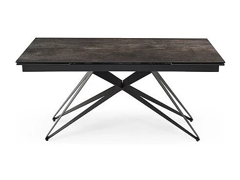 Table extensible 180/260 cm céramique gris vieilli pied géométrique - MAINE 03