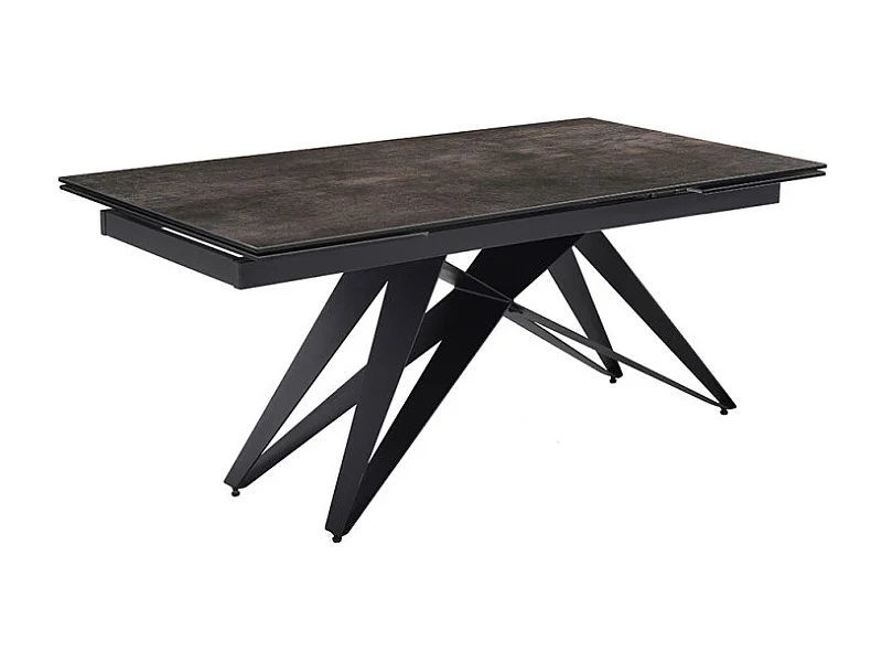 Table extensible 180/260 cm céramique gris vieilli pied géométrique - MAINE 03