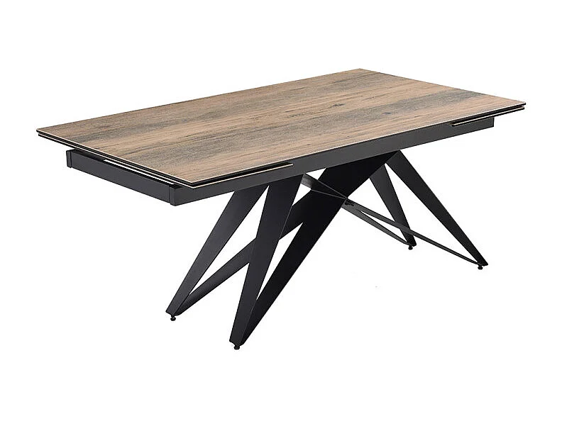 Table extensible 180/260 cm céramique effet bois pied géométrique - TEXAS 03