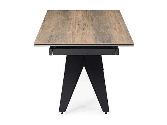 Table extensible 180/260 cm céramique effet bois pied géométrique - TEXAS 03