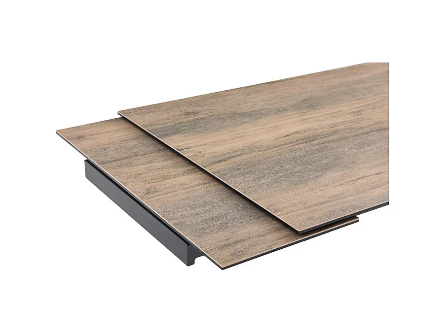 Table extensible 180/260 cm céramique effet bois pied géométrique - TEXAS 03