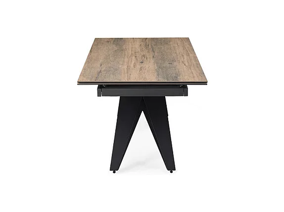 Table extensible 180/260 cm céramique effet bois pied géométrique - TEXAS 03