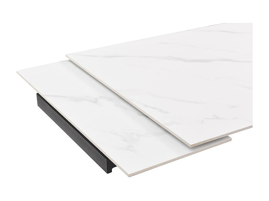 Table extensible 180/260 cm céramique blanc marbré pieds inclinés - NEVADA 08