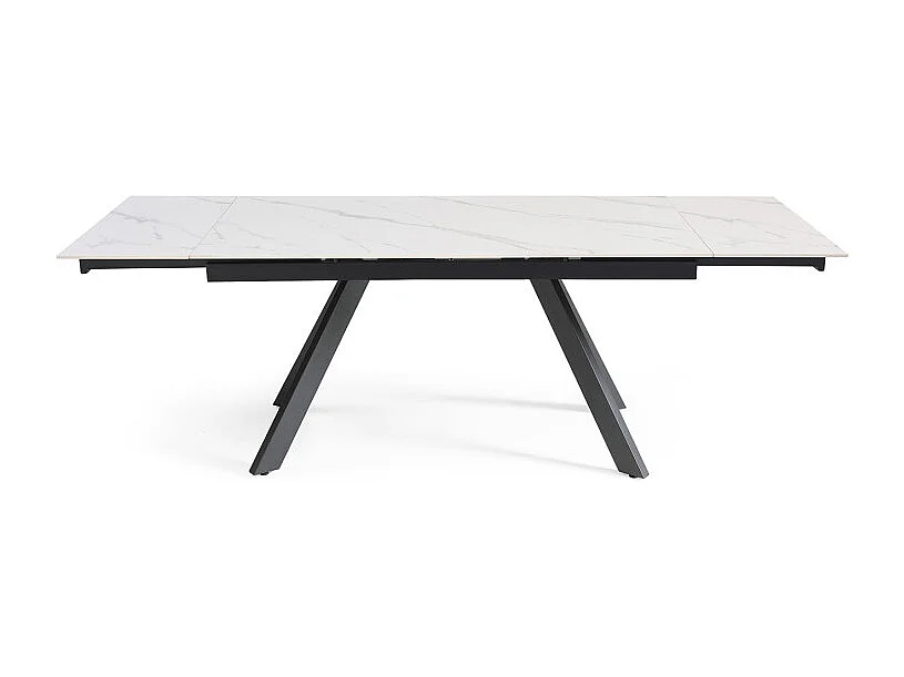 Table extensible 180/260 cm céramique blanc marbré pieds inclinés - NEVADA 08