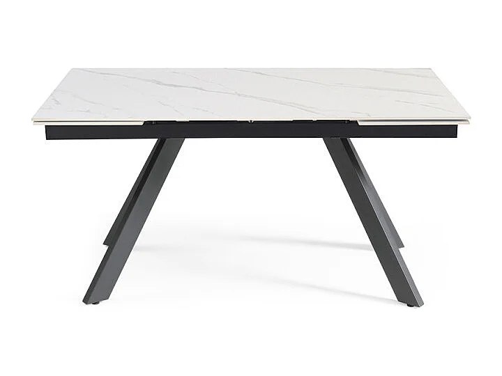 Table extensible 180/260 cm céramique blanc marbré pieds inclinés - NEVADA 08
