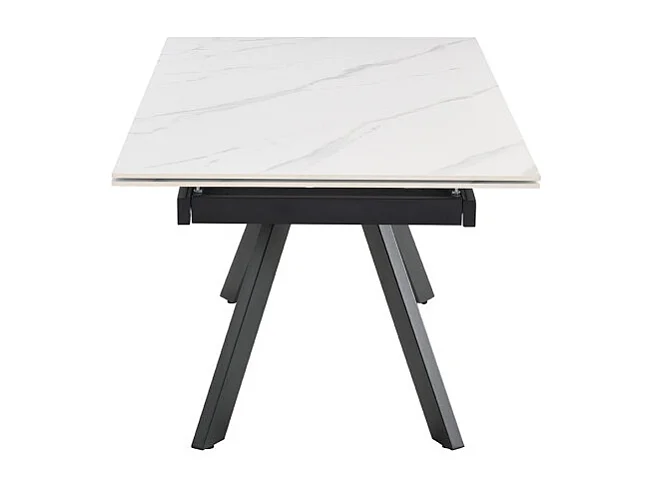 Table extensible 180/260 cm céramique blanc marbré pieds inclinés - NEVADA 08