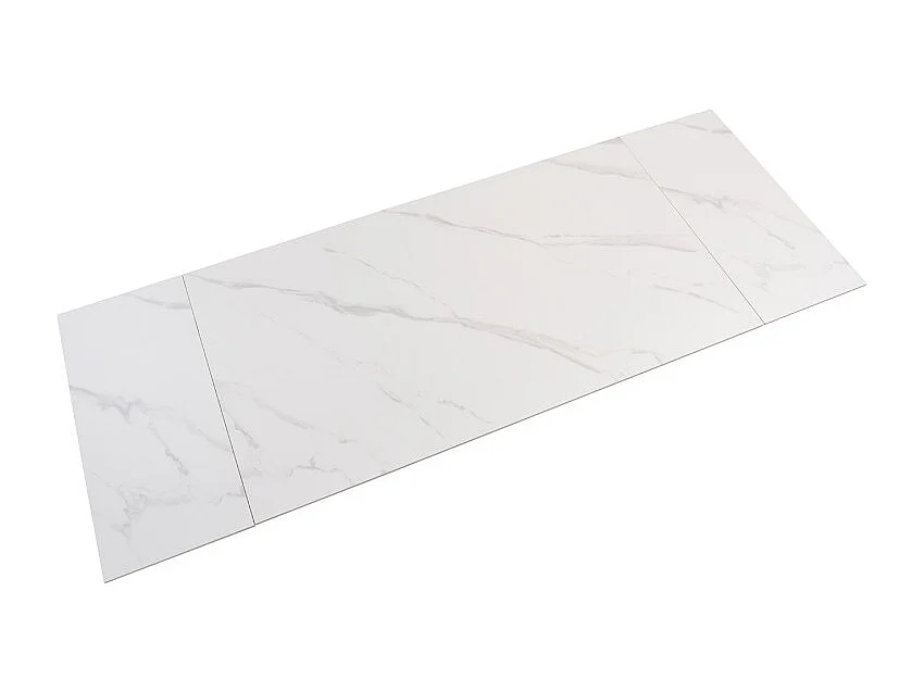 Table extensible 180/260 cm céramique blanc marbré pieds inclinés - NEVADA 08