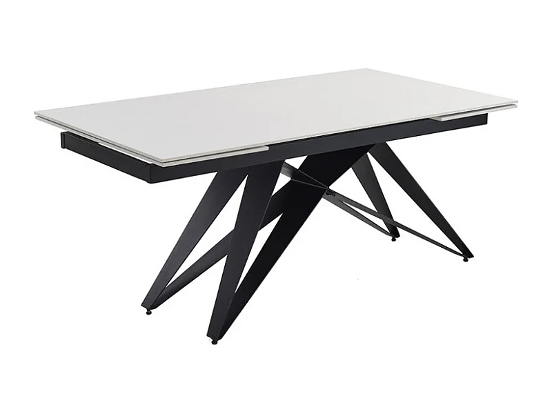 Table extensible 180/260 cm céramique blanc pied géométrique - OREGON 03