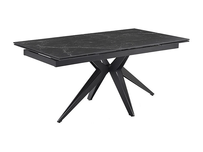 Table extensible 180/260 cm céramique noir marbré pied étoile - INDIANA 06
